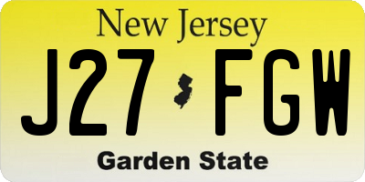 NJ license plate J27FGW