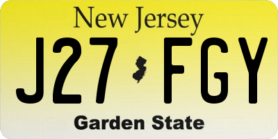 NJ license plate J27FGY