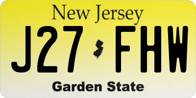 NJ license plate J27FHW