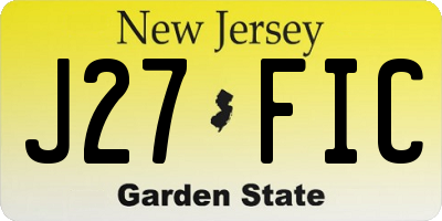 NJ license plate J27FIC
