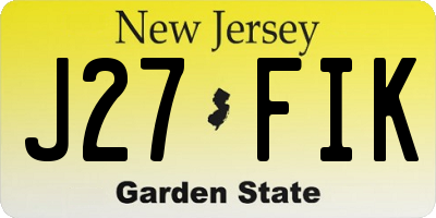 NJ license plate J27FIK