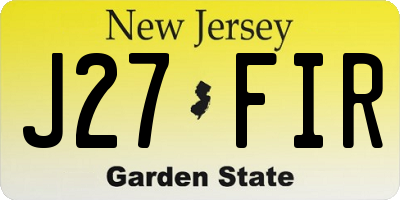 NJ license plate J27FIR