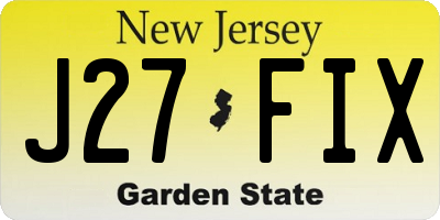 NJ license plate J27FIX