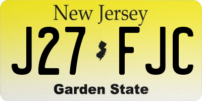 NJ license plate J27FJC