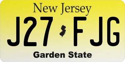 NJ license plate J27FJG