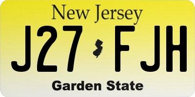 NJ license plate J27FJH