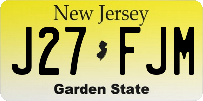 NJ license plate J27FJM