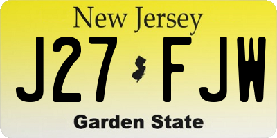 NJ license plate J27FJW