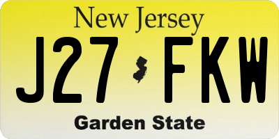 NJ license plate J27FKW