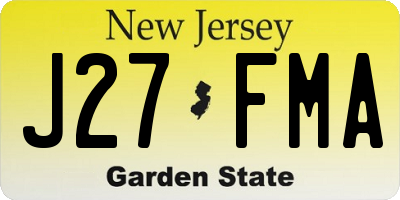 NJ license plate J27FMA