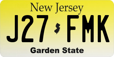 NJ license plate J27FMK