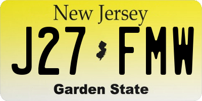 NJ license plate J27FMW