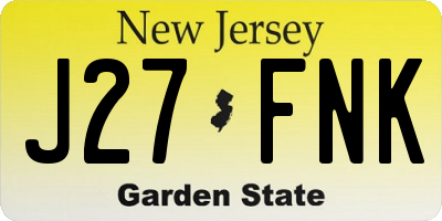 NJ license plate J27FNK