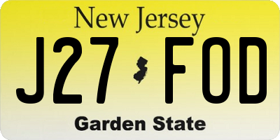 NJ license plate J27FOD