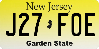 NJ license plate J27FOE