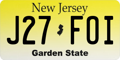 NJ license plate J27FOI