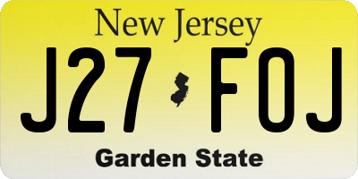 NJ license plate J27FOJ