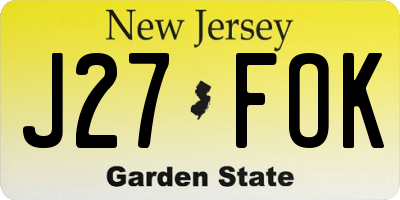 NJ license plate J27FOK