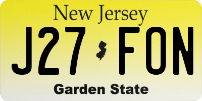 NJ license plate J27FON