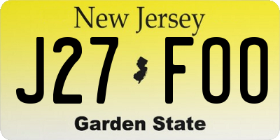 NJ license plate J27FOO