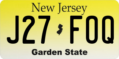 NJ license plate J27FOQ