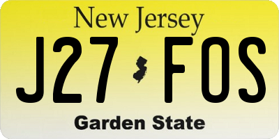 NJ license plate J27FOS