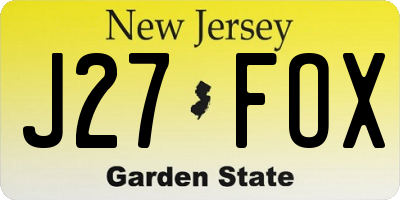 NJ license plate J27FOX