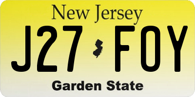 NJ license plate J27FOY