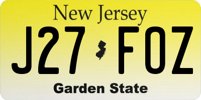 NJ license plate J27FOZ