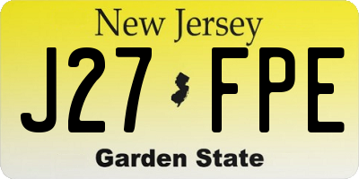 NJ license plate J27FPE