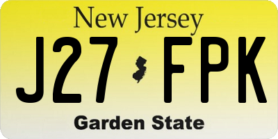NJ license plate J27FPK
