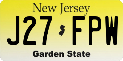 NJ license plate J27FPW