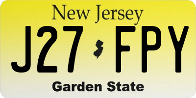 NJ license plate J27FPY