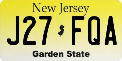 NJ license plate J27FQA