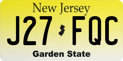 NJ license plate J27FQC