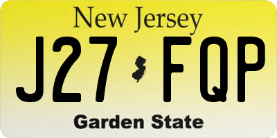 NJ license plate J27FQP