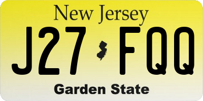 NJ license plate J27FQQ