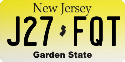 NJ license plate J27FQT
