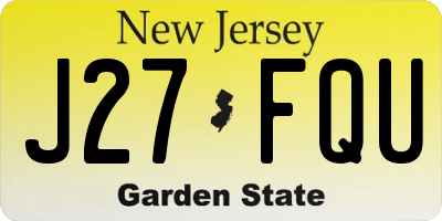 NJ license plate J27FQU