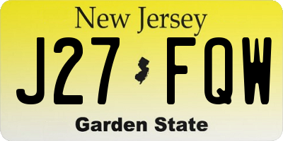 NJ license plate J27FQW