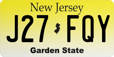NJ license plate J27FQY