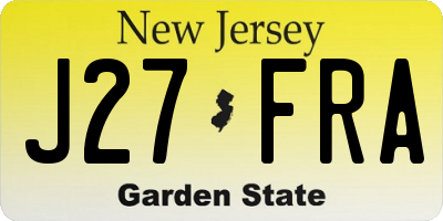 NJ license plate J27FRA