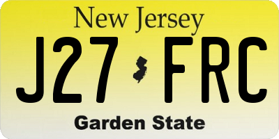 NJ license plate J27FRC