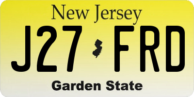 NJ license plate J27FRD