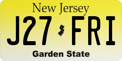 NJ license plate J27FRI