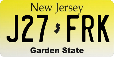 NJ license plate J27FRK