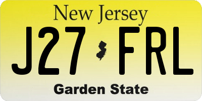 NJ license plate J27FRL
