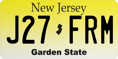 NJ license plate J27FRM