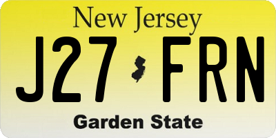 NJ license plate J27FRN