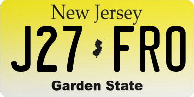 NJ license plate J27FRO